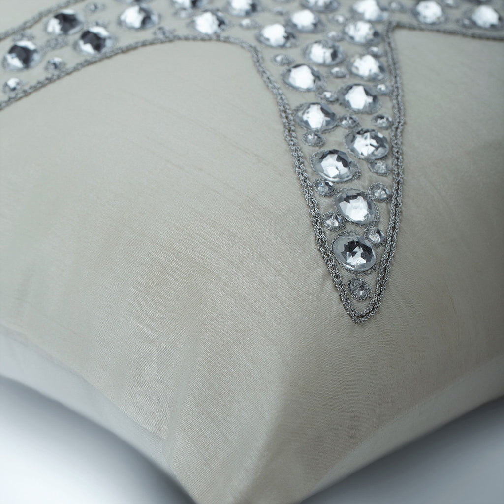 Starfish Crystals - Ivory Cotton Linen Decorative Euro Sham