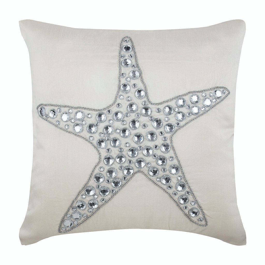 Starfish Crystals - Ivory Cotton Linen Decorative Euro Sham
