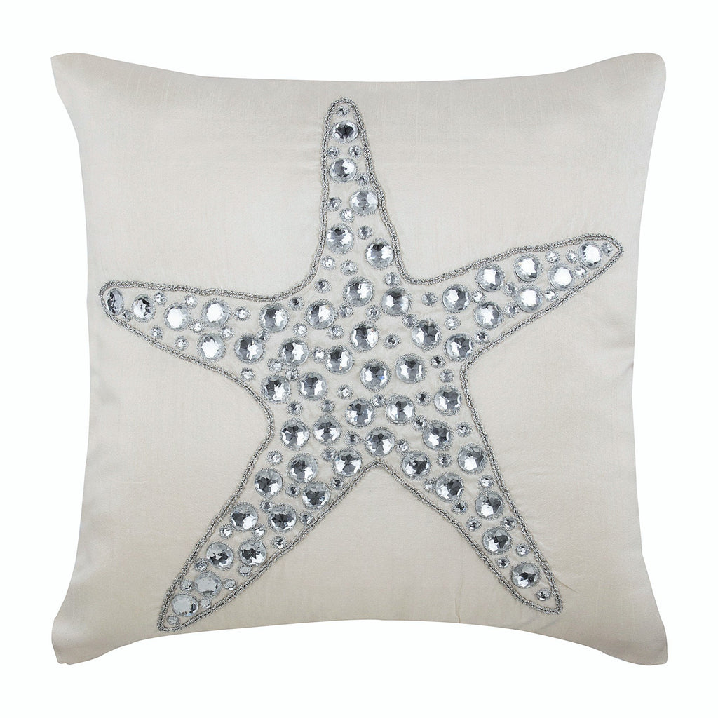 Starfish Crystals - Ivory Cotton Linen Decorative Euro Sham