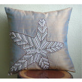 Starfish Sparkle - Two Tone Orange Purple Art Silk Throw Pillow Cover