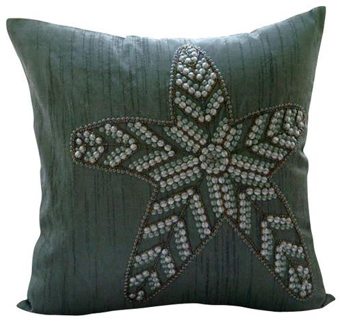 Starfish Pearls - Natural Beige Cotton Linen Throw Pillow Cover