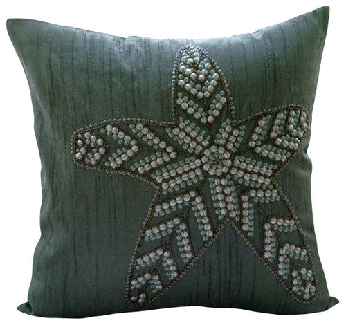 Starfish Sparkle - Two Tone Orange Purple Art Silk Throw Pillow Cover