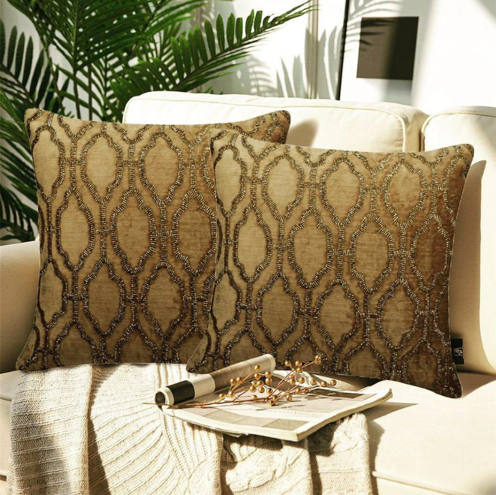 Stralight Gold - Gold Velvet Throw Pillow Cover