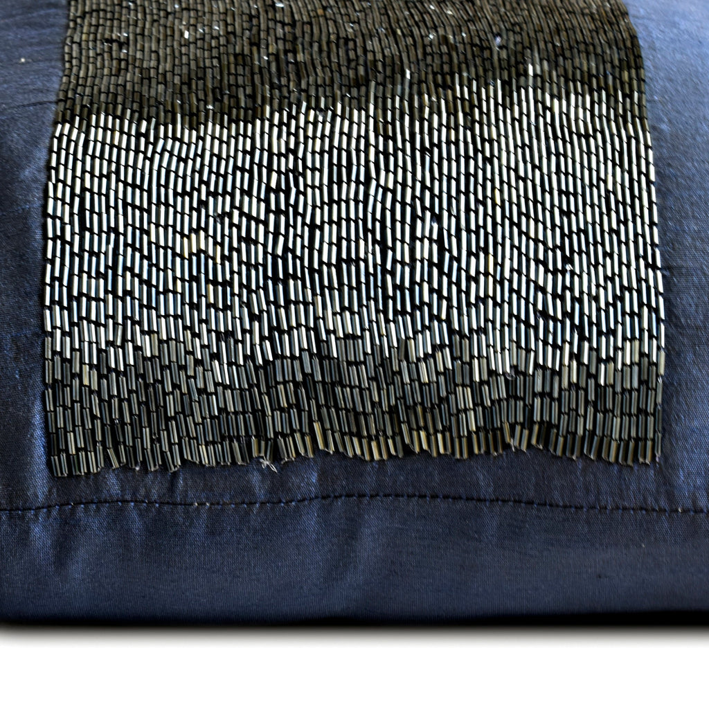 Striking Navy - Art Silk Blue Decorative Lumbar Pillow Cover