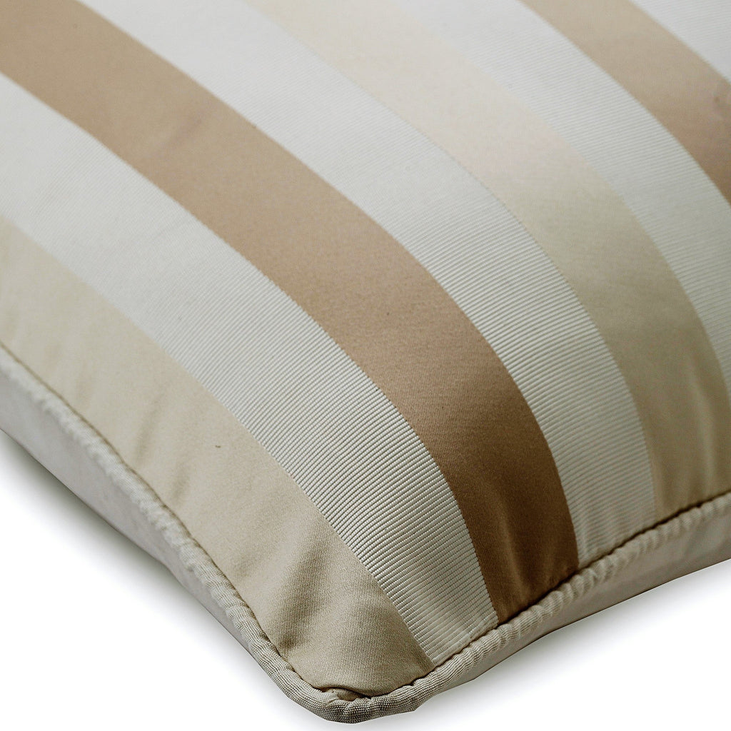 Striped With Beige - Beige Jacquard Silk Decorative Euro Sham
