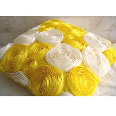 Sunny Yellow Blooms - Yellow Art Silk Throw Pillow Cover