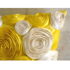 Sunny Yellow Blooms - Yellow Art Silk Throw Pillow Cover