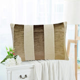 Swathe Beige - Beige Velvet & Linen Lumbar Pillow Cover