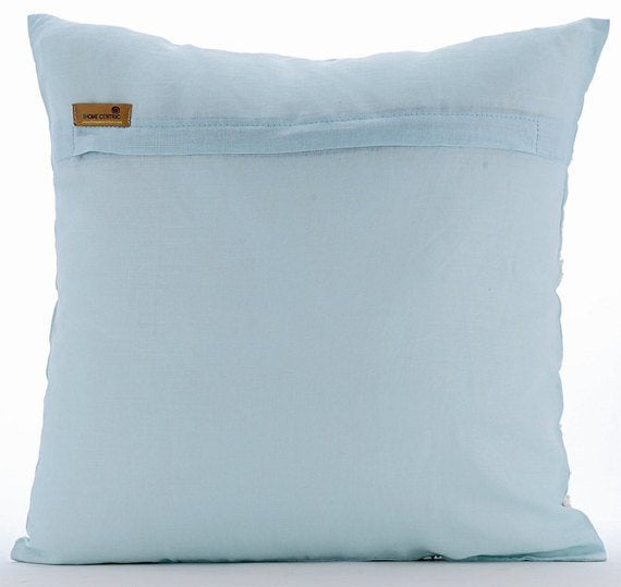 Swirl Twirl - Light Blue Cotton Linen Throw Pillow Cover