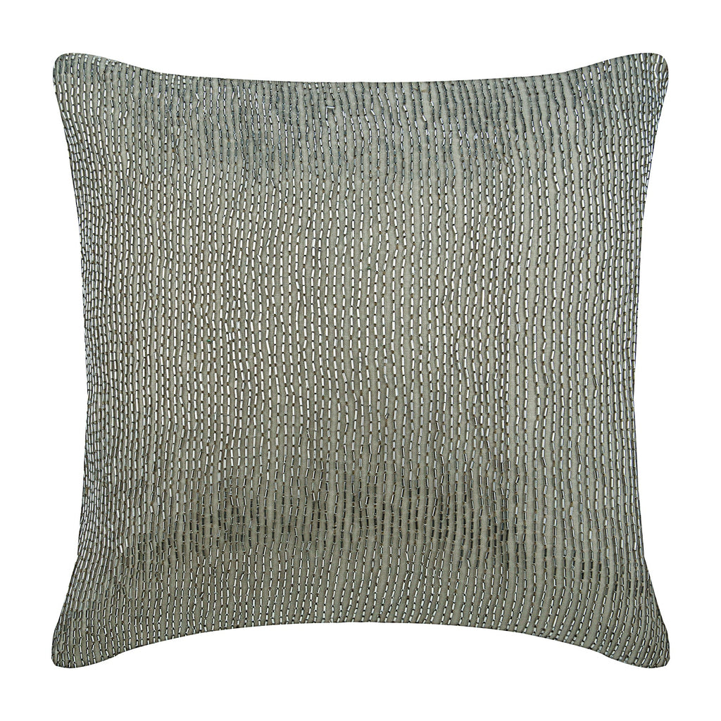 Taupe Silver Rain - Taupe Cotton Linen Decorative Euro Sham