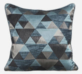 Teal Origami - Teal Blue Jacquard Silk Decorative Euro Sham