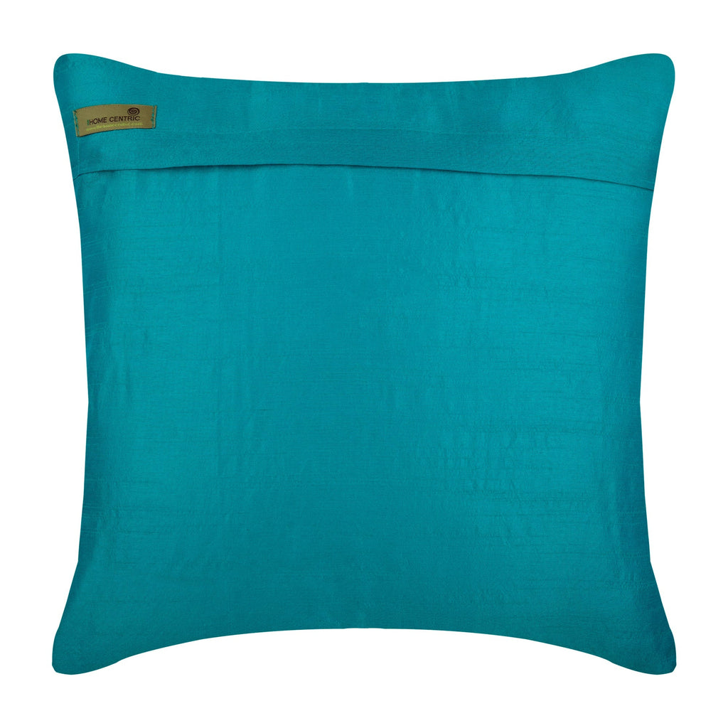 Teal Waves - Teal Blue Art Silk Throw Pillow Cover
