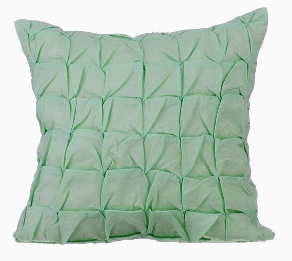 Tender Mint - Pastel Green Cotton Linen Decorative Euro Sham