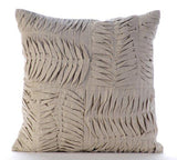 Brown Pintuck Block - Brown Linen Throw Pillow Cover
