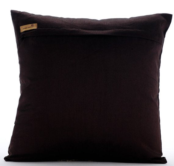 Tibetain Monk Brown Silk Throw Pillow Cover