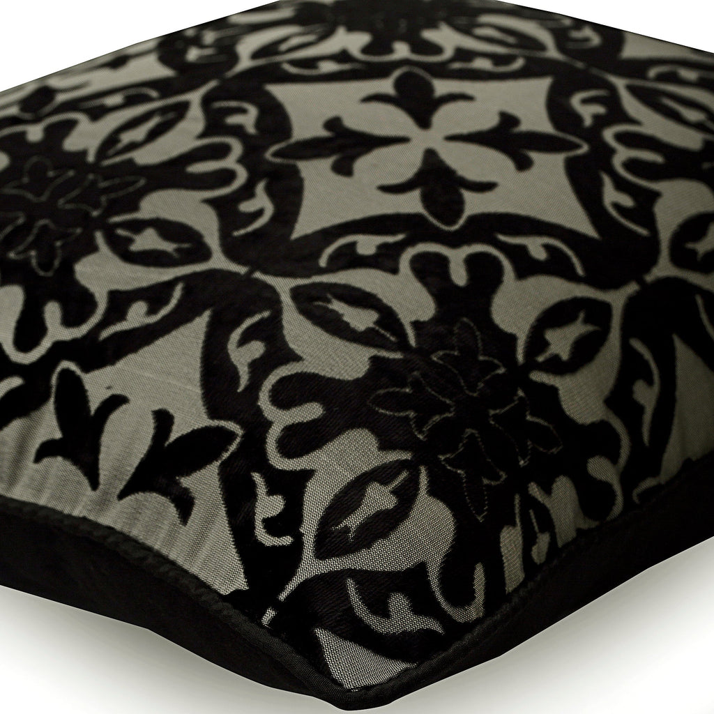 Timeless History - Black Velvet Throw Pillow Cover