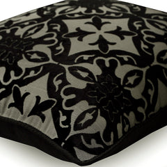 Timeless History - Black Velvet Throw Pillow Cover