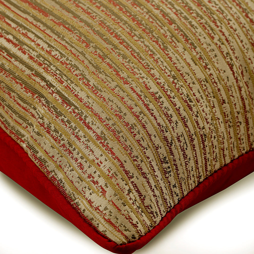 Toasted Coral Gold - Gold Jacquard Silk Throw Pillow Cover