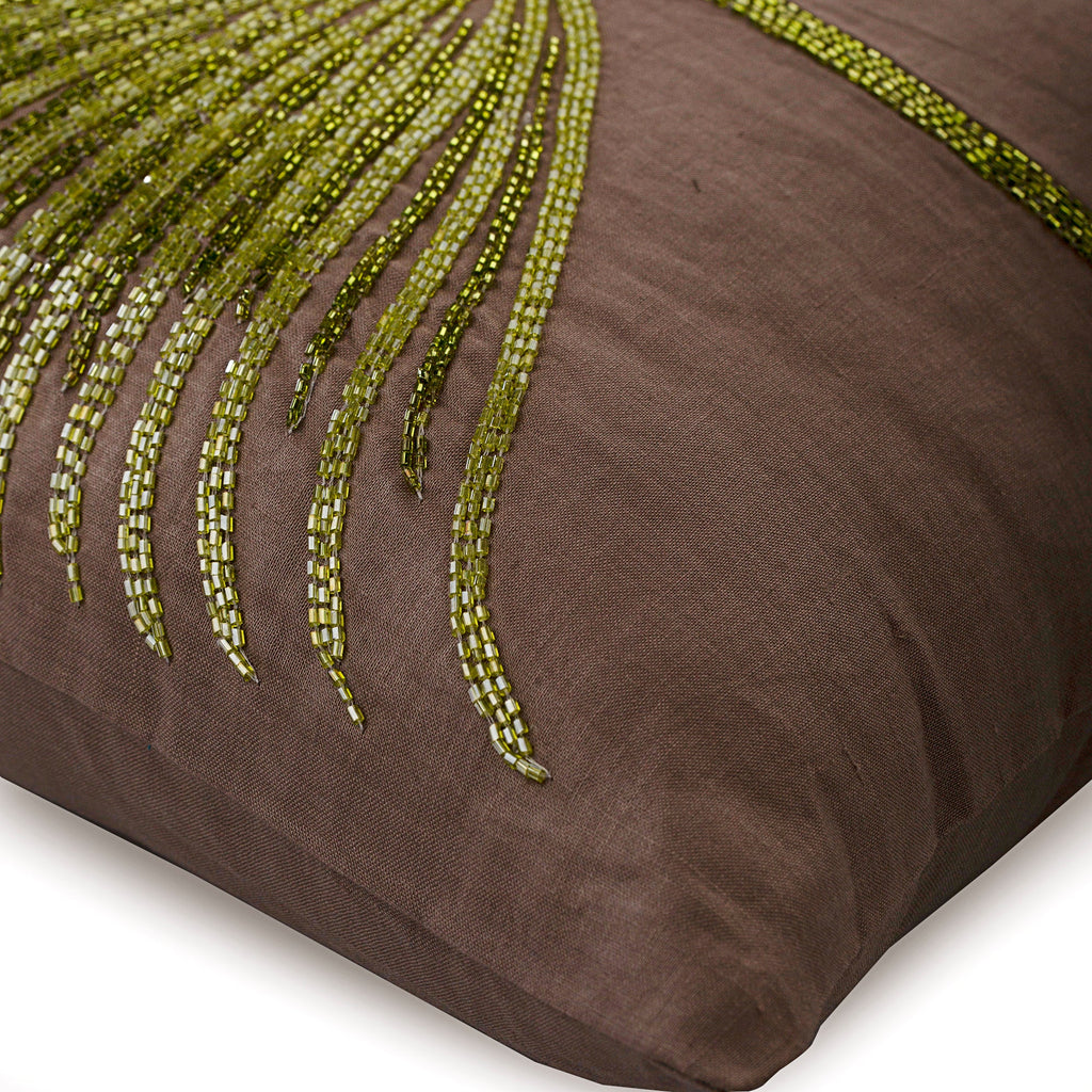 Together We Grow - Brown Cotton Linen Decorative Euro Sham