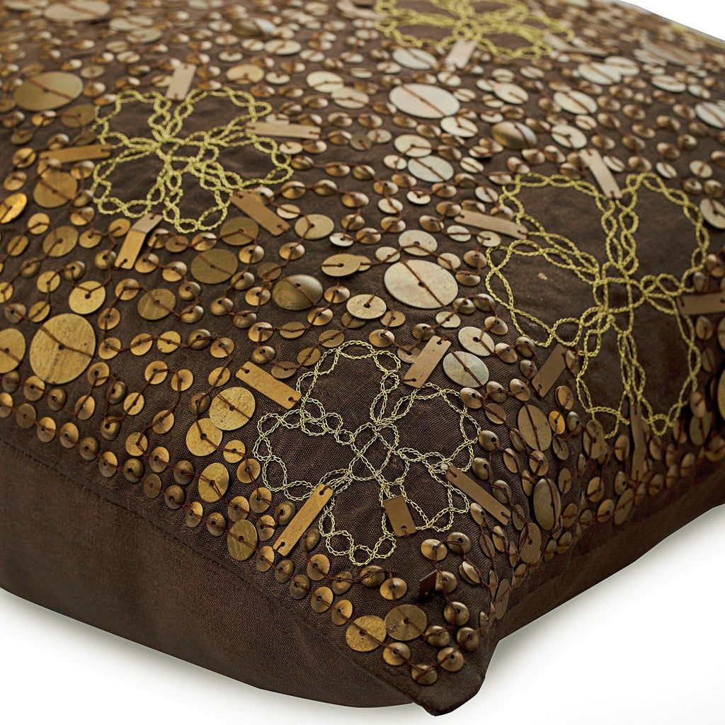 Total Sophistication - Brown Art Silk Decorative Euro Sham