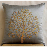 Tree Of Faith - Gray Art Silk Decorative Euro Sham