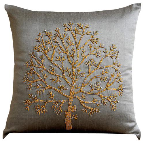 Celebrated Tree - Black Art Silk Decorative Euro Sham