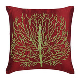 Tree Of Joy - Deep Red Art Silk Decorative Euro Sham