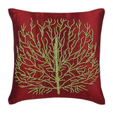 Tree Of Joy - Deep Red Art Silk Decorative Euro Sham