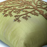 Tree Of Life - Green Art Silk Decorative Euro Sham