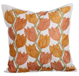 Tulip Sway - Rust Cotton Linen Decorative Euro Sham