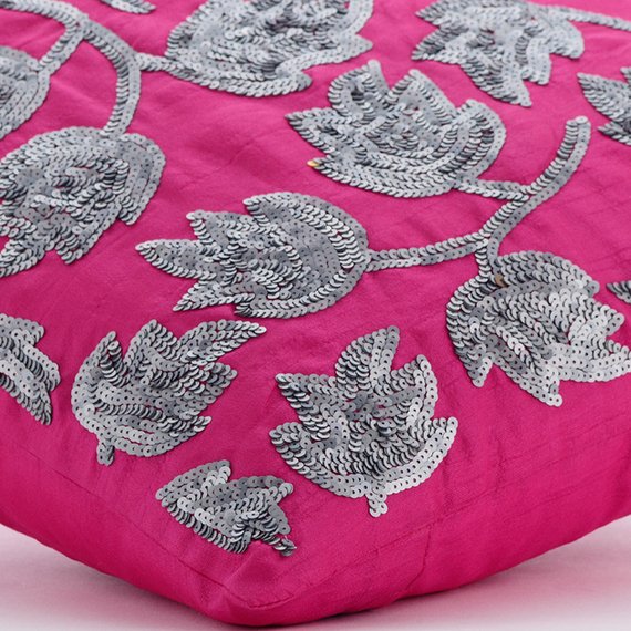 Tulipomania - Royal Blue Art Silk Throw Pillow Cover