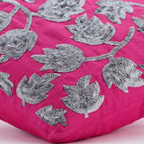 Tulipomania - Royal Blue Art Silk Throw Pillow Cover