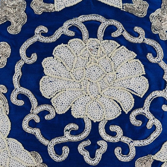 Turkey Treasure - Royal Blue Art Silk Throw Pillow Cover