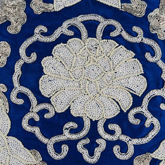 Turkey Treasure - Royal Blue Art Silk Throw Pillow Cover