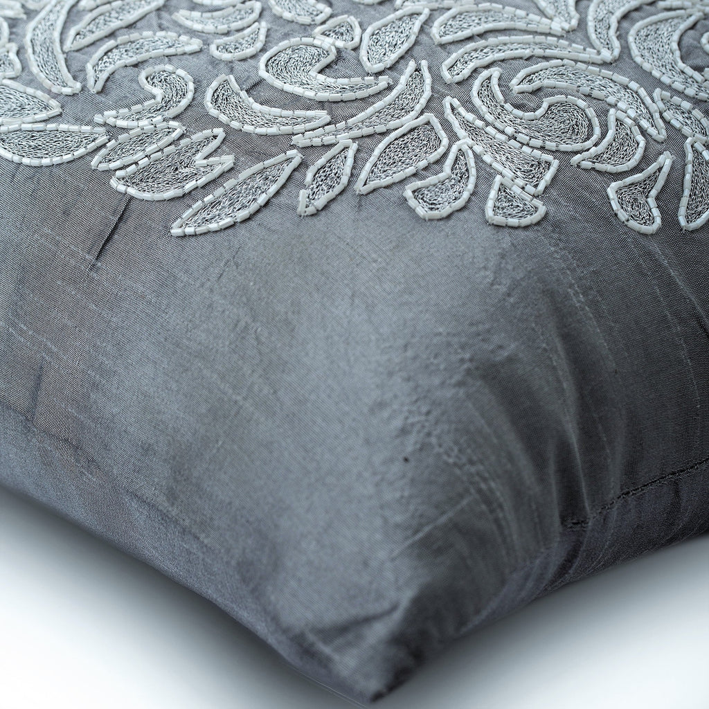 Turkish Dream - Gray Art Silk Throw Pillow Cover