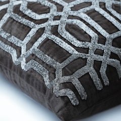 Turkish Silver - Charcoal Gray Velvet Decorative Euro Sham