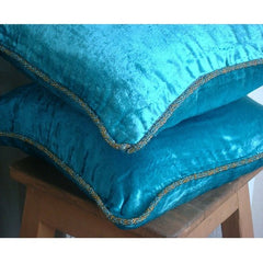 Turquoise Shimmer - Turquoise Blue Velvet Decorative Euro Sham