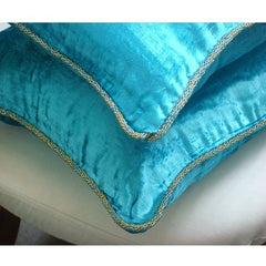Turquoise Shimmer - Turquoise Blue Velvet Decorative Euro Sham