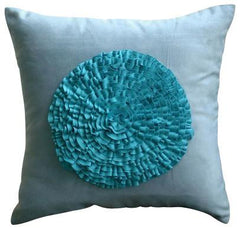 Vintage Mist - Aqua Blue Suede Decorative Euro Sham
