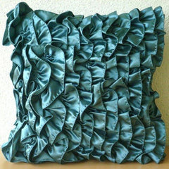Vintage Teals - Teal Blue Satin Decorative Euro Sham