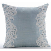 White Waters - Light Blue Art Silk Decorative Euro Sham