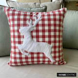 Furry Antlers - Red Cotton Decorative  Throw Cushion Cover