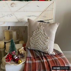 Beige Linen Home Decor Throw Cushion Cover - Snow Pearl Tree