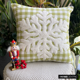 Snowdust Flake - Green Cotton Decorative  Throw Cushion Cover