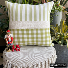 Elf Mischief - Green Cotton Handmade Throw Cushion Cover