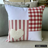 Heart Check - Red Cotton Decorative Throw  Cushion Cover