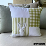 Reindeer Check - Green Cotton Decorative Throw  Cushion Cover