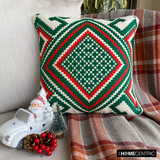 Moorish Noel - Red & Green Jacquard Decorative Throw Cushion Cover