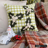 Mistle Bliss - Green Cotton Decorative  Throw Cushion Cover