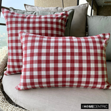 Checkmate Red - Red Cotton Decorative Throw Cushion Cover